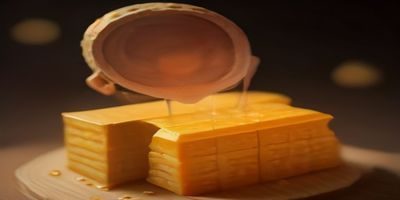 黄金蜜桃剖面图，金黄色果肉鲜亮，与红色果皮形成鲜明对比，河北产区采摘现场实拍
